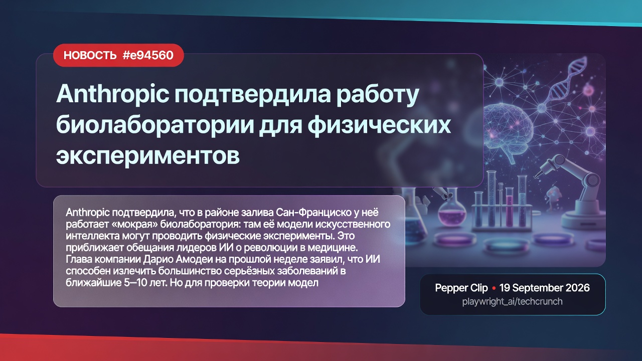 Anthropic подтвердила работу биолаборатории для физических экспериментов