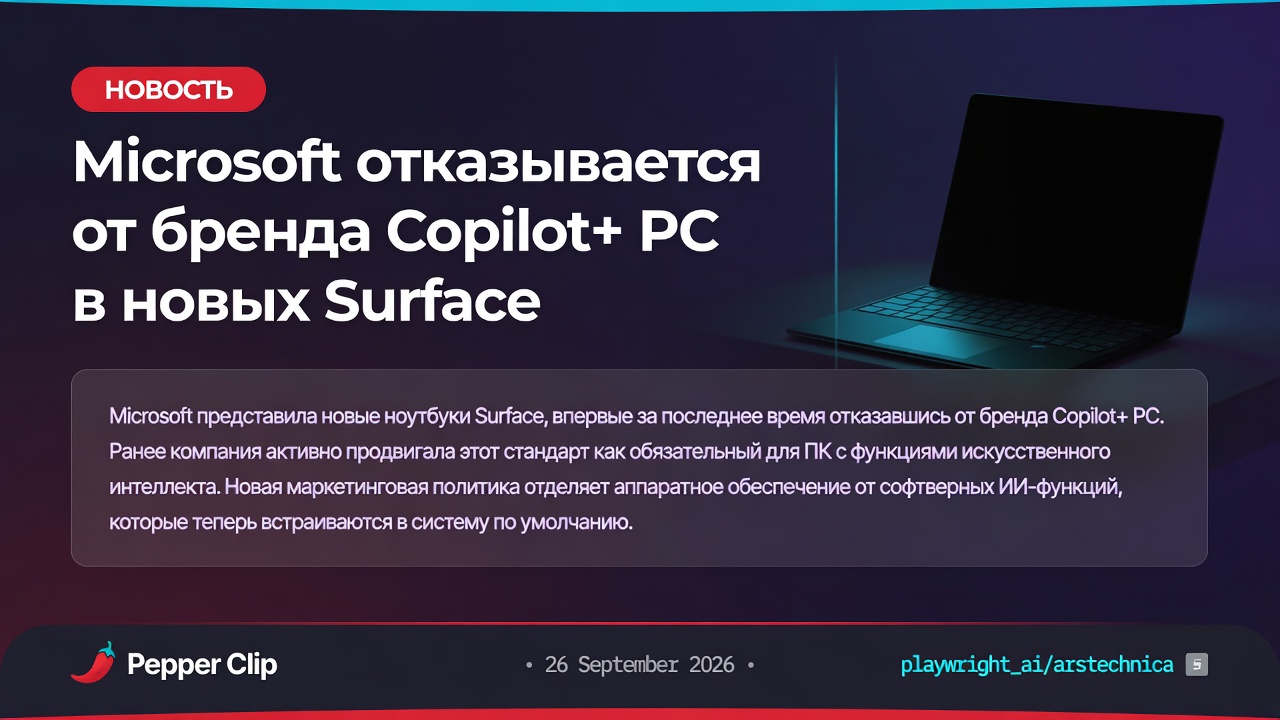 Microsoft отказывается от бренда Copilot+ PC в новых Surface