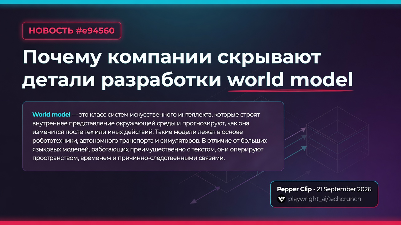 Почему компании скрывают детали разработки world model