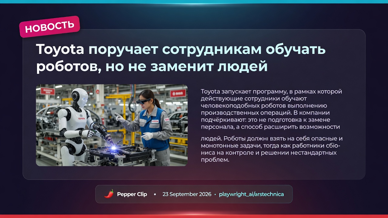 Toyota поручает сотрудникам обучать роботов, но не заменит людей