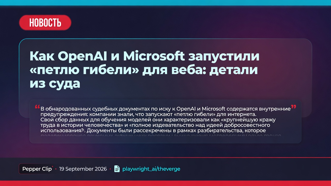Как OpenAI и Microsoft запустили «петлю гибели» для веба: детали из суда