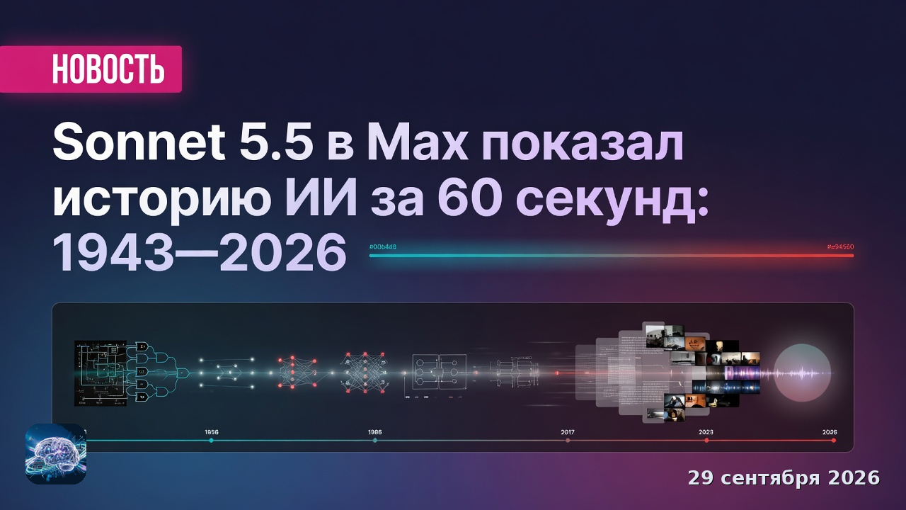 Sonnet 5.5 в Max показал историю ИИ за 60 секунд: 1943–2026