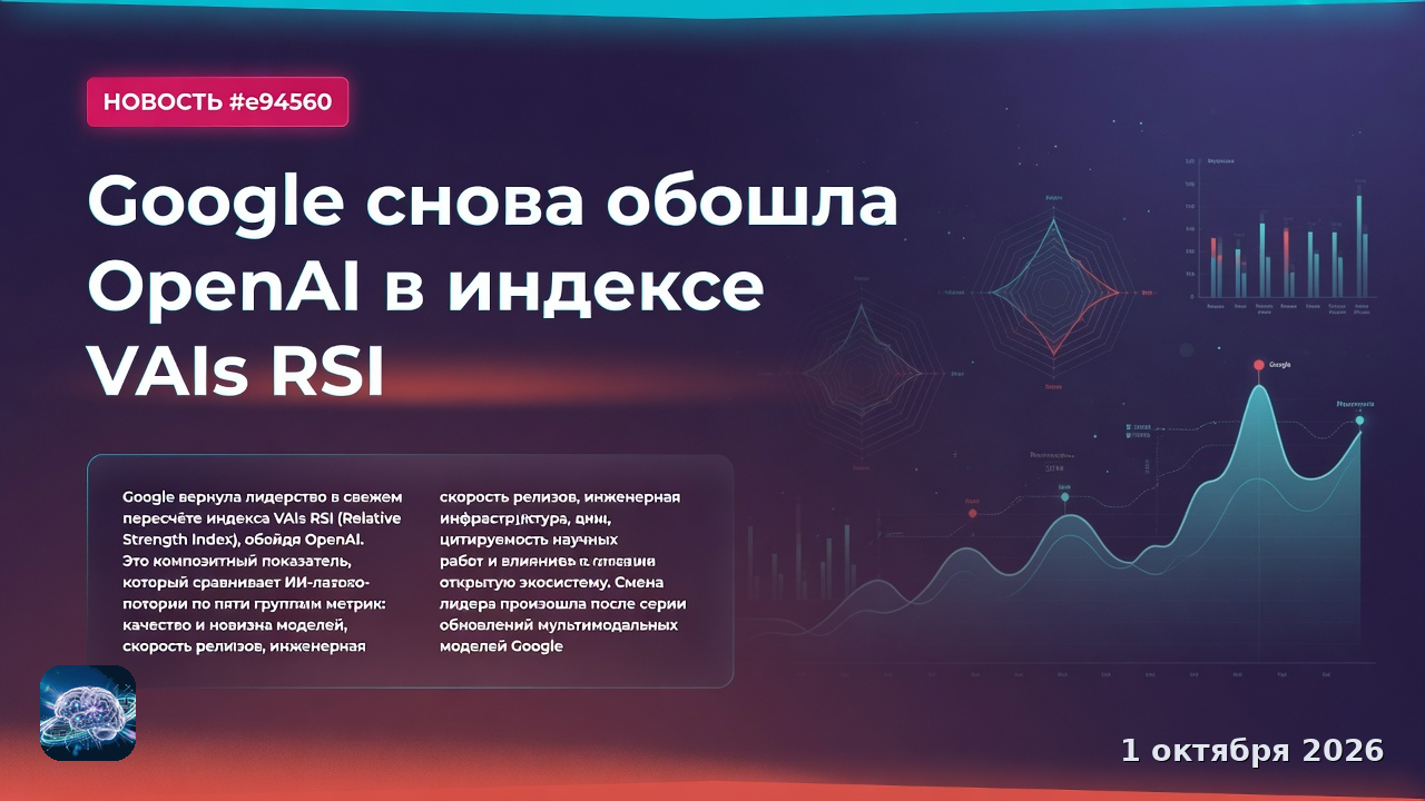 Google снова обошла OpenAI в индексе VAls RSI