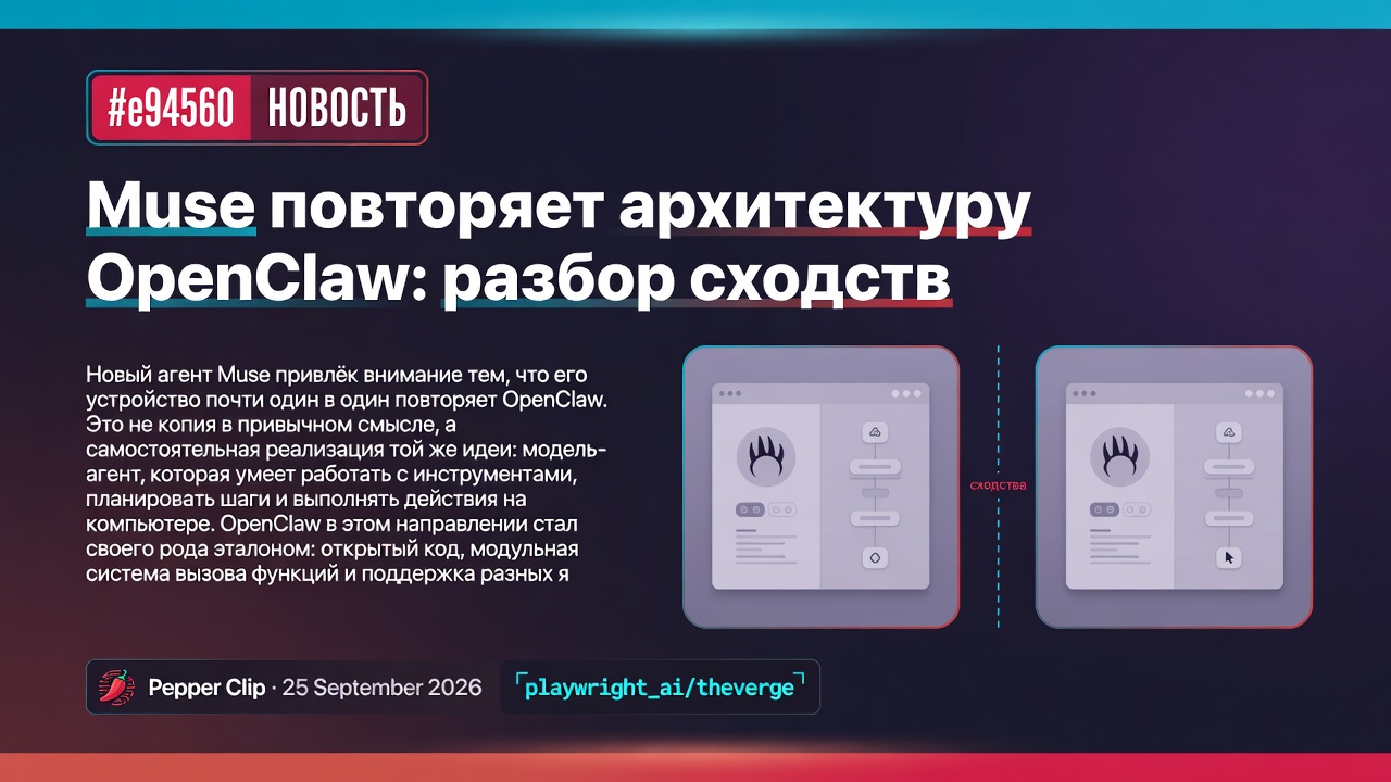 Muse повторяет архитектуру OpenClaw: разбор сходств