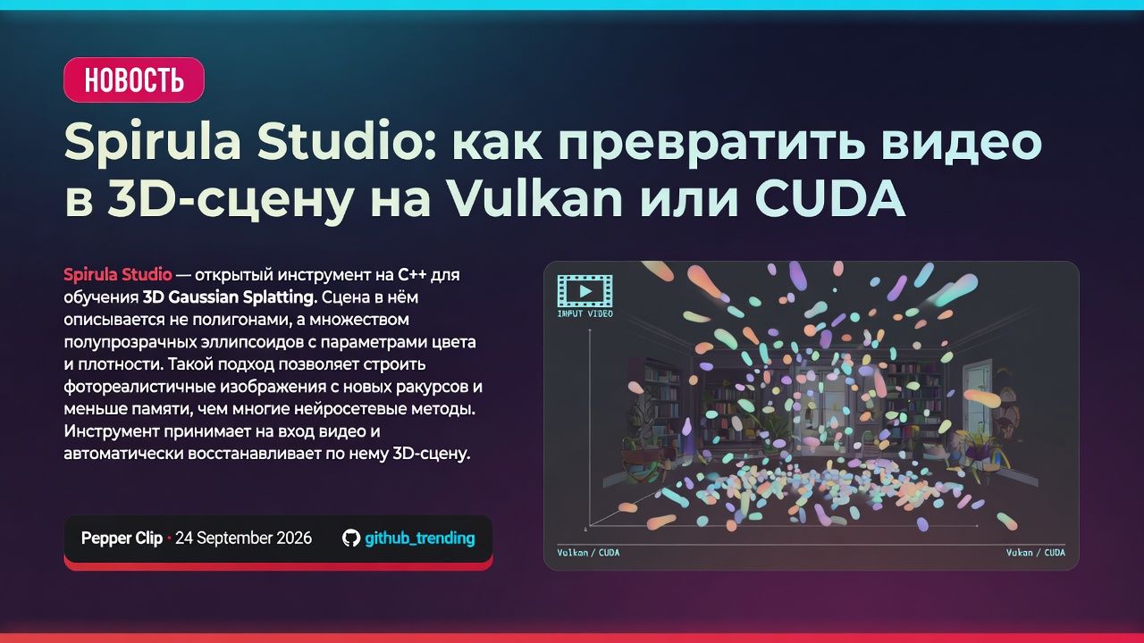 Spirula Studio: как превратить видео в 3D-сцену на Vulkan или CUDA