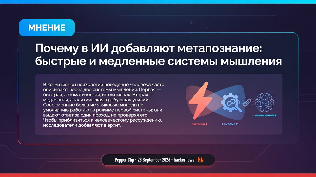 Почему в ИИ добавляют метапознание: быстрые и медленные системы мышления