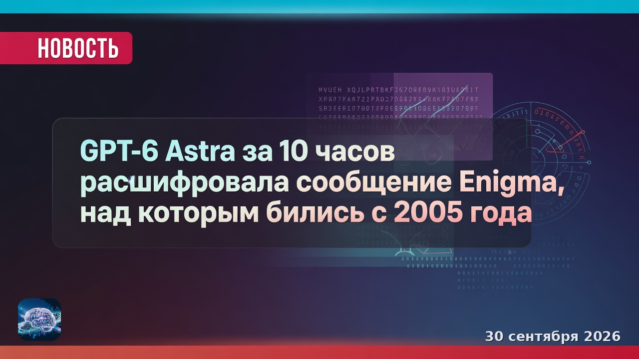 GPT-6 Astra за 10 часов расшифровала сообщение Enigma, над которым бились с 2005 года