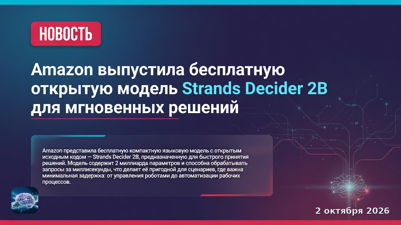 Amazon выпустила бесплатную открытую модель Strands Decider 2B для мгновенных решений