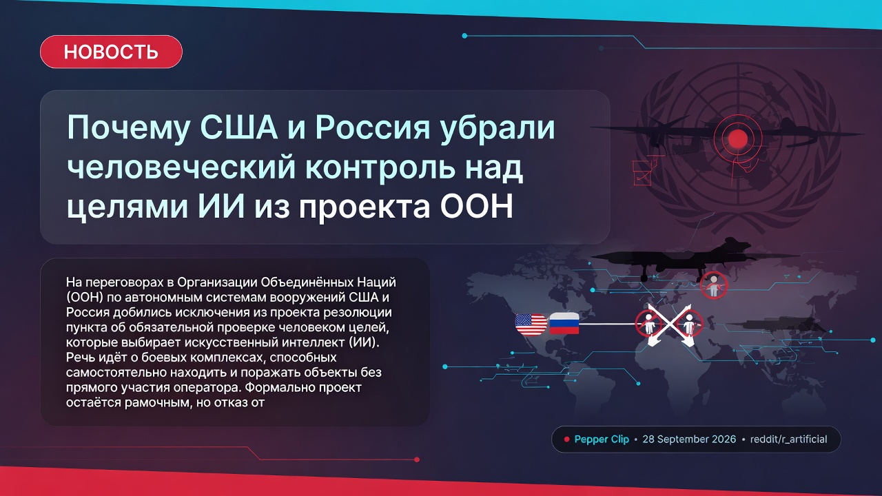 Почему США и Россия убрали человеческий контроль над целями ИИ из проекта ООН