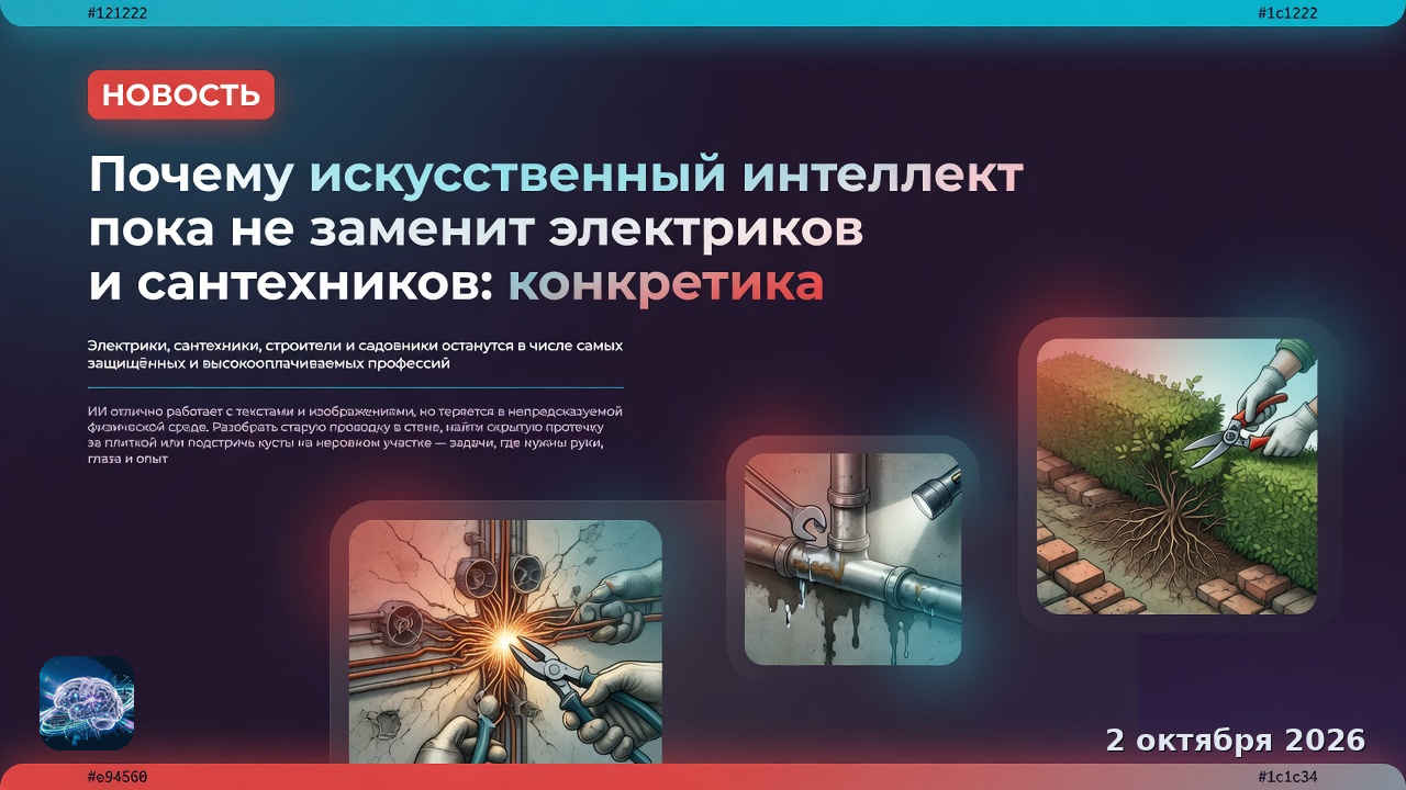 Почему искусственный интеллект пока не заменит электриков и сантехников: конкретика