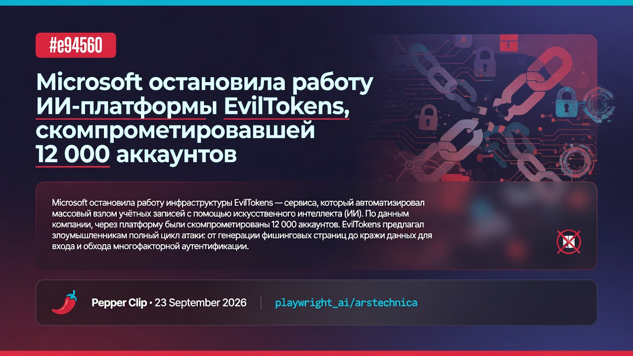 Microsoft остановила работу ИИ-платформы EvilTokens, скомпрометировавшей 12 000 аккаунтов