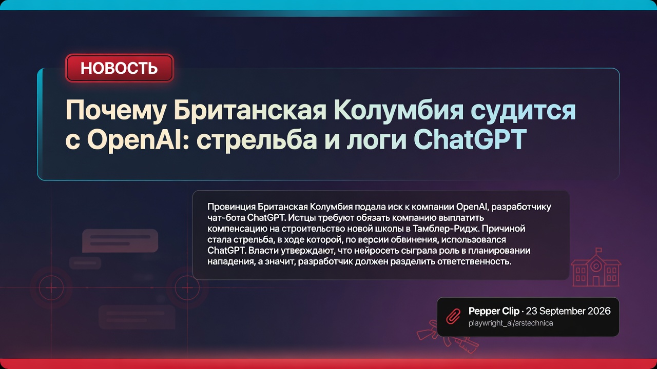Почему Британская Колумбия судится с OpenAI: стрельба и логи ChatGPT