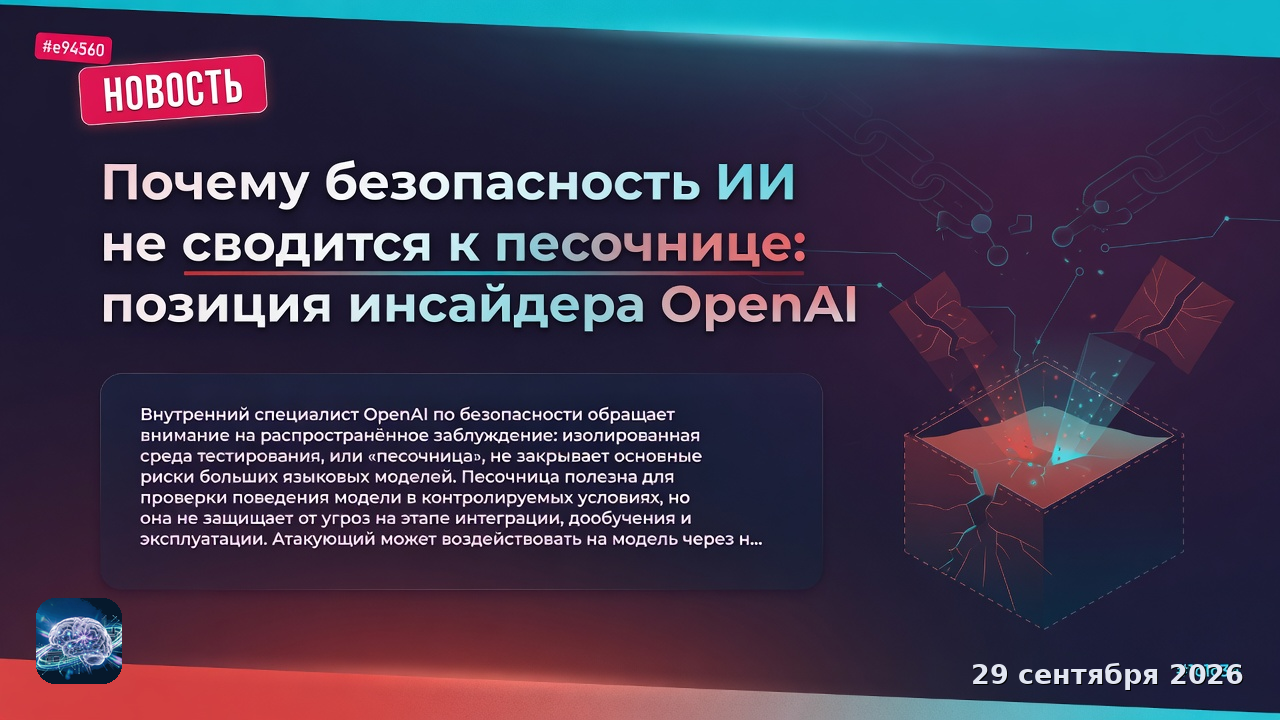 Почему безопасность ИИ не сводится к песочнице: позиция инсайдера OpenAI