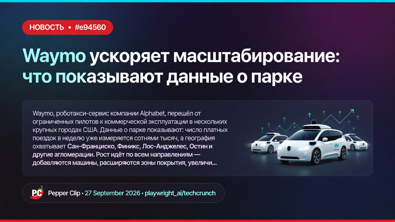 Waymo ускоряет масштабирование: что показывают данные о парке