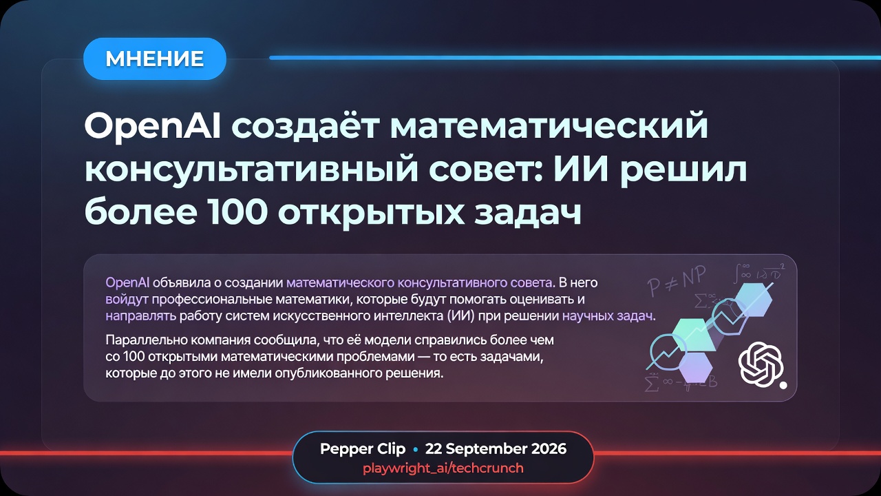OpenAI создаёт математический консультативный совет: ИИ решил более 100 открытых задач