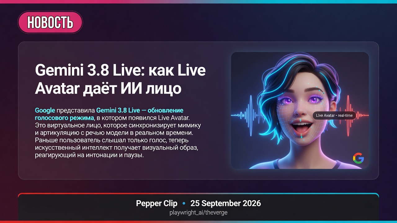 Gemini 3.8 Live: как Live Avatar даёт ИИ лицо